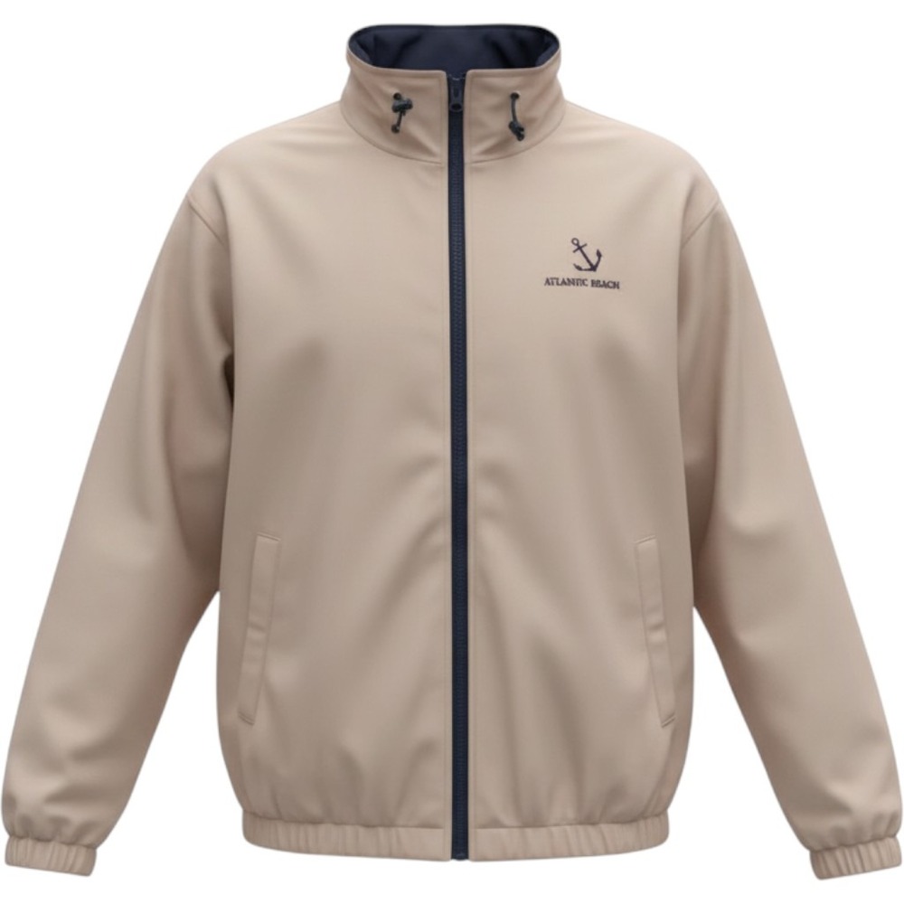 Beacon Point Sport Atlantic Beach NC Windbreaker Jacket Tan Mens Medium Anchor